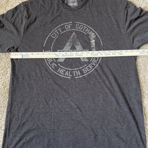 DC Comics Suicide Squad Men's New Gray Heather T-Shirt - Arkham Asylum Logo - Picture 5 of 6